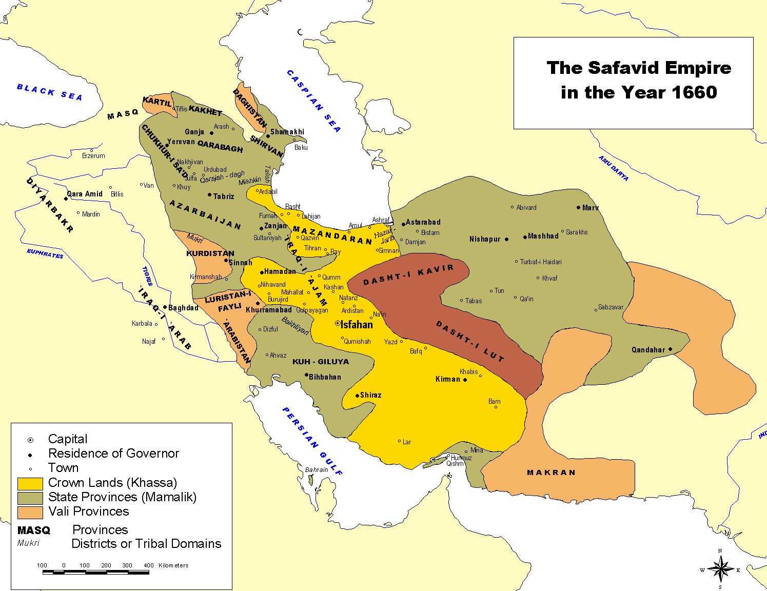 Color map of the Safavid Empire